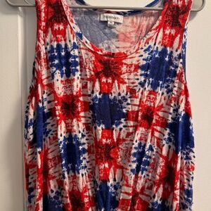 Freshman Patriotic Tank Top, Red White & Blue Tie Dye, XL